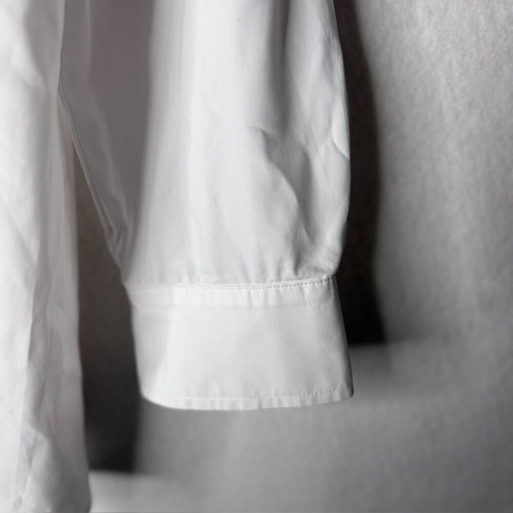 Finley White Button-Up Shirt Minimalist Quiet Luxury Chic Resort Casual Size L - Picture 4 of 8